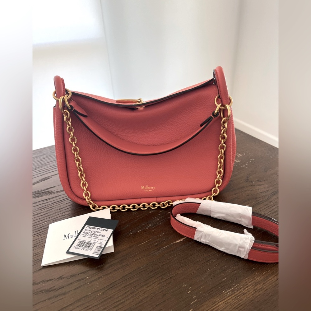Mulberry small Leighton purse in Coral Rose classic grain